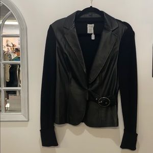 Cache leather wool jacket with belt size m
